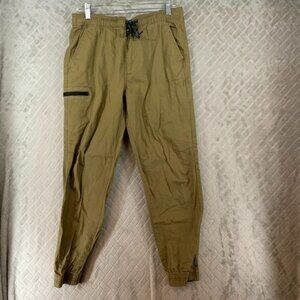 Plugg Pants Mens Medium Cargo Jogger Tan Brown Rip Stop Hiking Fishing Outdoors
